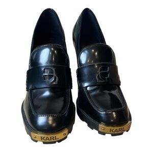 Karl Lagerfeld Paris Virna Black Oxford Patent Leather Pumps In Size 9M